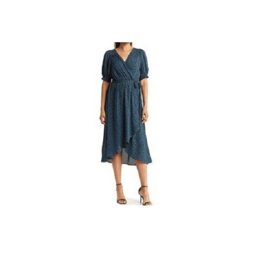 NEW‎ Melrose & Market XXL black teal wrap dress easy wear, layer for fall PLUS